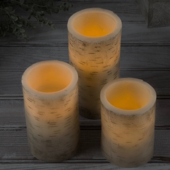 3 Birch LED Amber Flickering Candles w/Remote - Picture 4 of 5